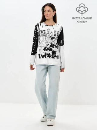 Лонгслив женский. Хлопок / Старшая Карасуно | Академия Шираторизава