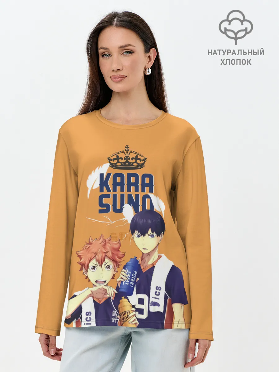 Лонгслив женский. Хлопок / Шоё Хината и Тобио Кагеяма