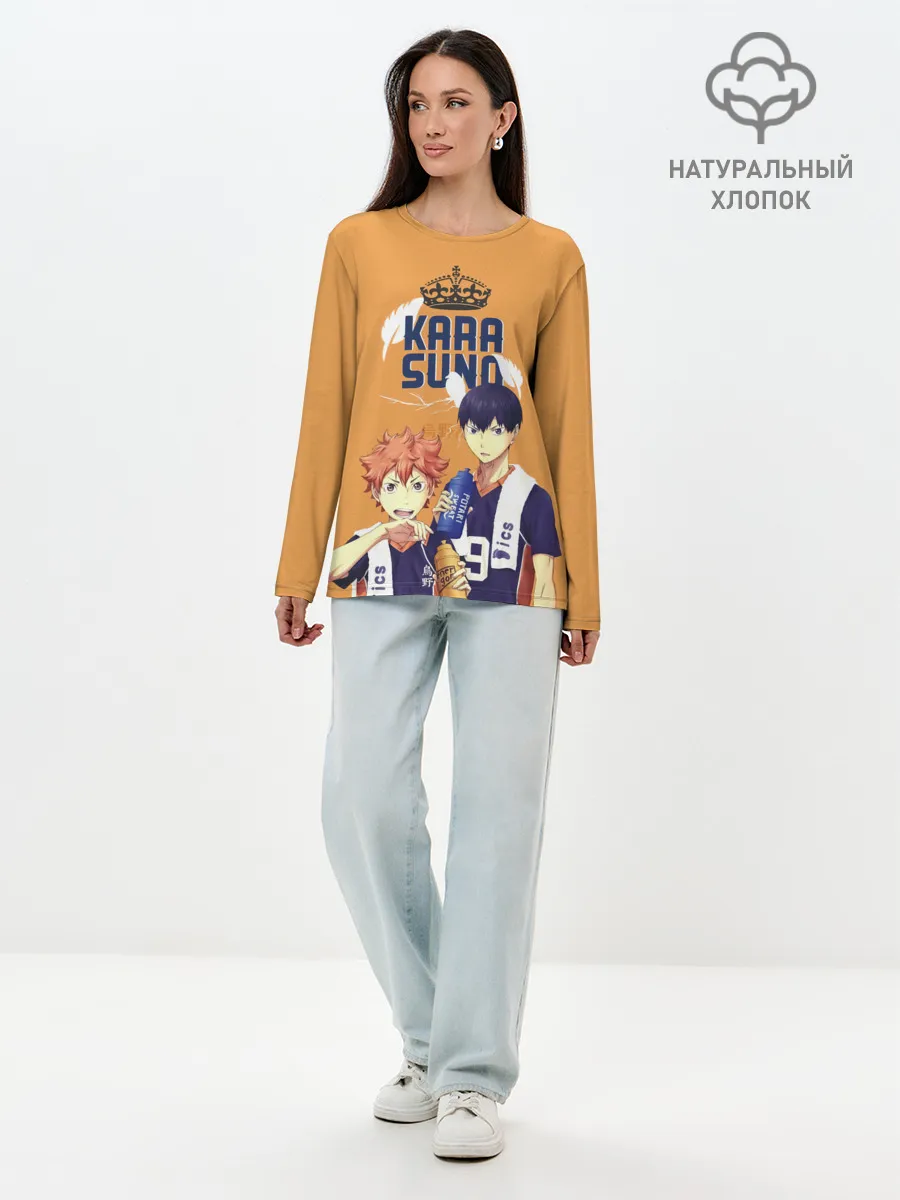 Лонгслив женский. Хлопок / Шоё Хината и Тобио Кагеяма