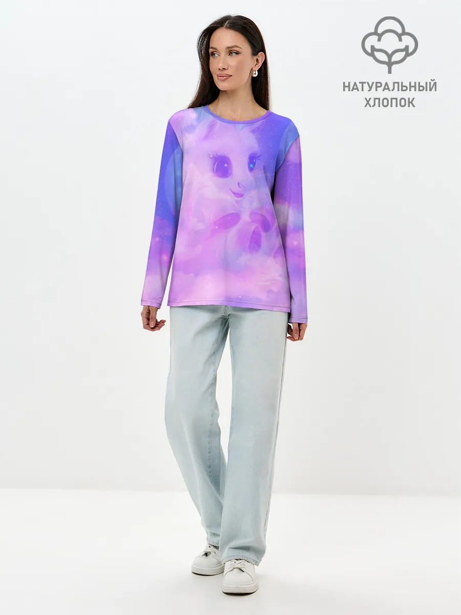 Лонгслив женский. Хлопок / Пони в облаках