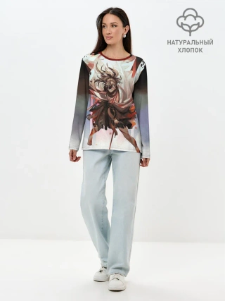 Лонгслив женский. Хлопок / ХЯККИМАРУ | ДОРОРО