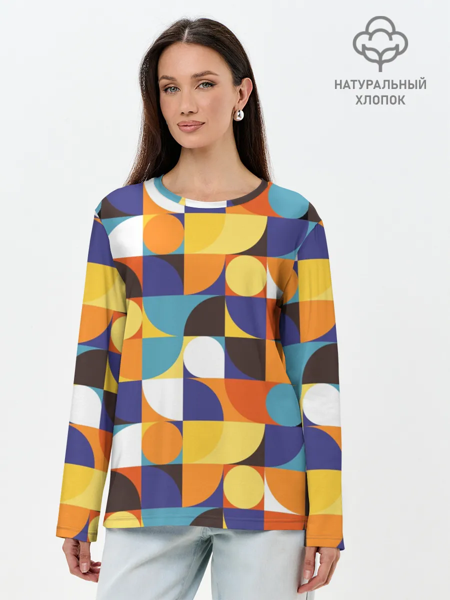 Лонгслив женский. Хлопок / Геометрия