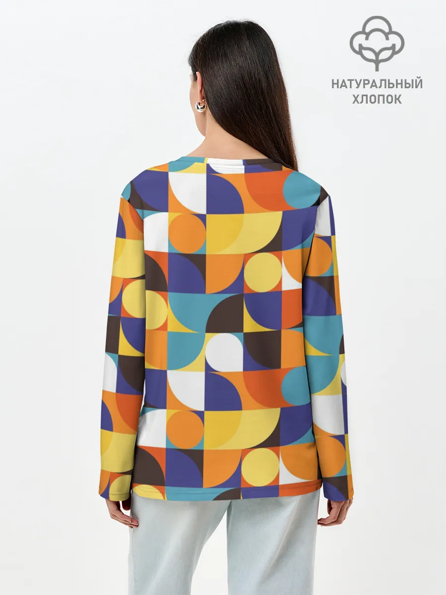 Лонгслив женский. Хлопок / Геометрия