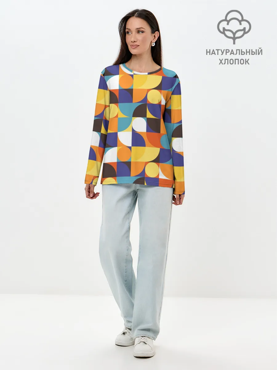 Лонгслив женский. Хлопок / Геометрия