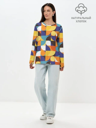 Лонгслив женский. Хлопок / Геометрия