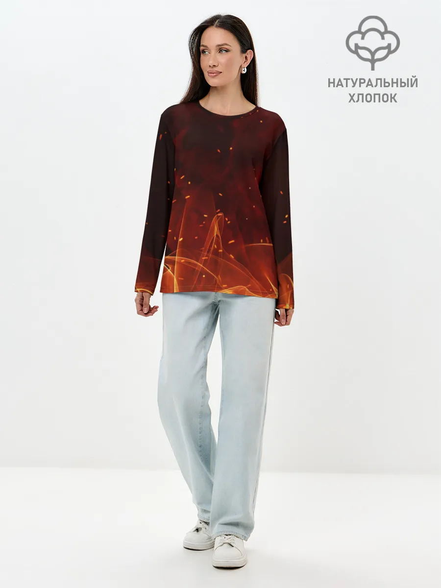 Лонгслив женский. Хлопок / ПЛАМЯ 3D