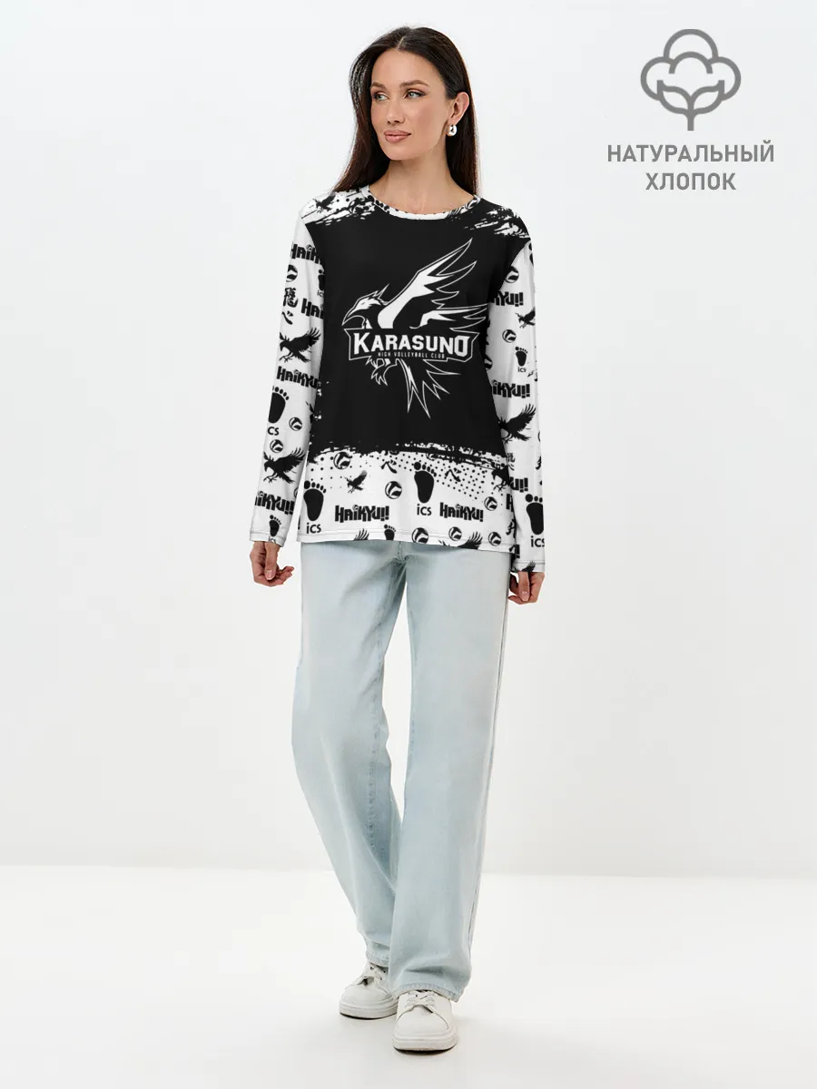 Лонгслив женский. Хлопок / Старшая школа Карасуно