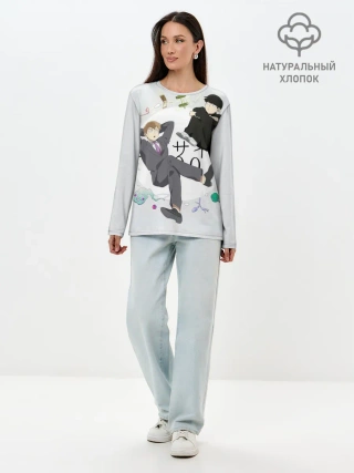 Лонгслив женский. Хлопок / Моб и учитель Рейген Аратака