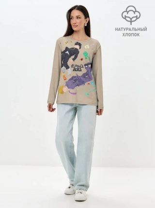 Лонгслив женский. Хлопок / Моб Психо 100