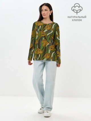 Лонгслив женский. Хлопок / Пираньи камуфляж