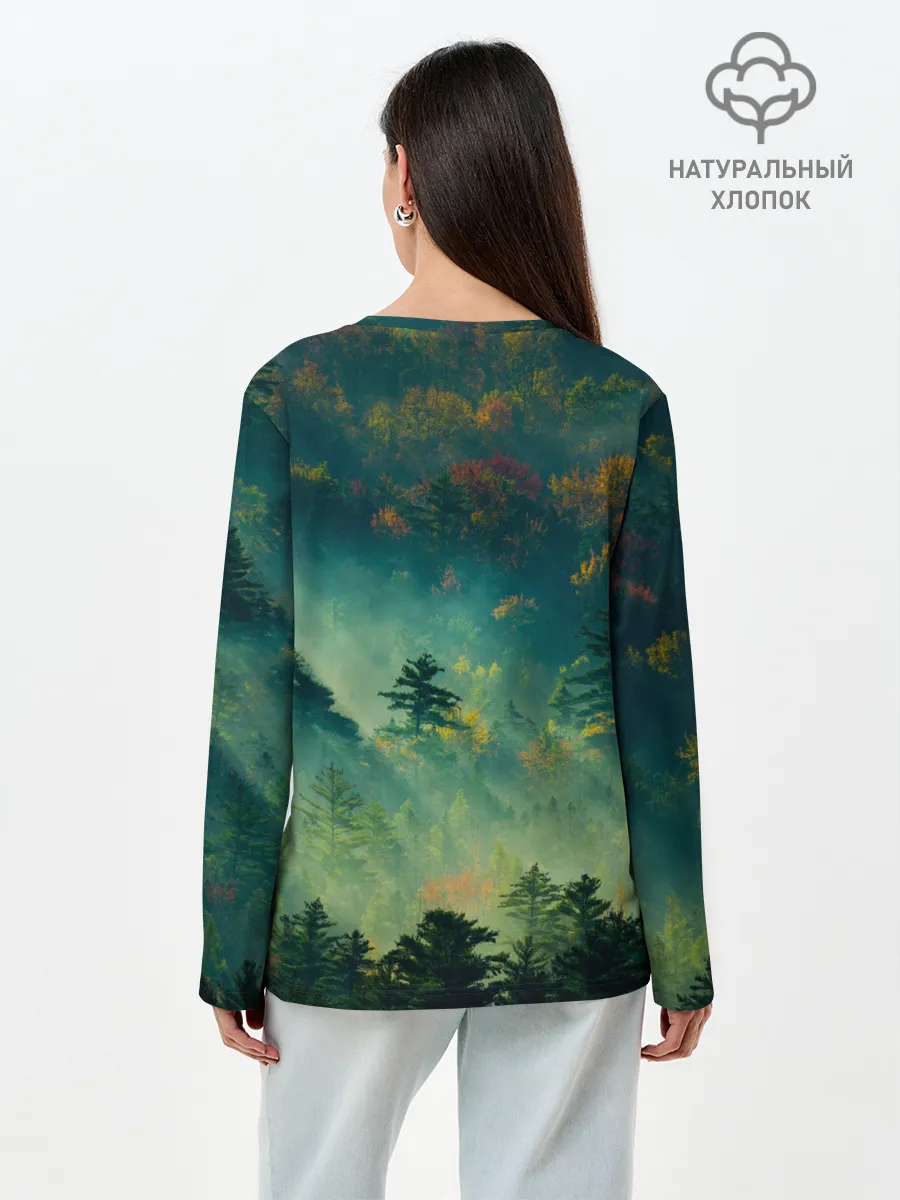 Лонгслив женский. Хлопок / ПРИРОДА МОЙ ХРАМ