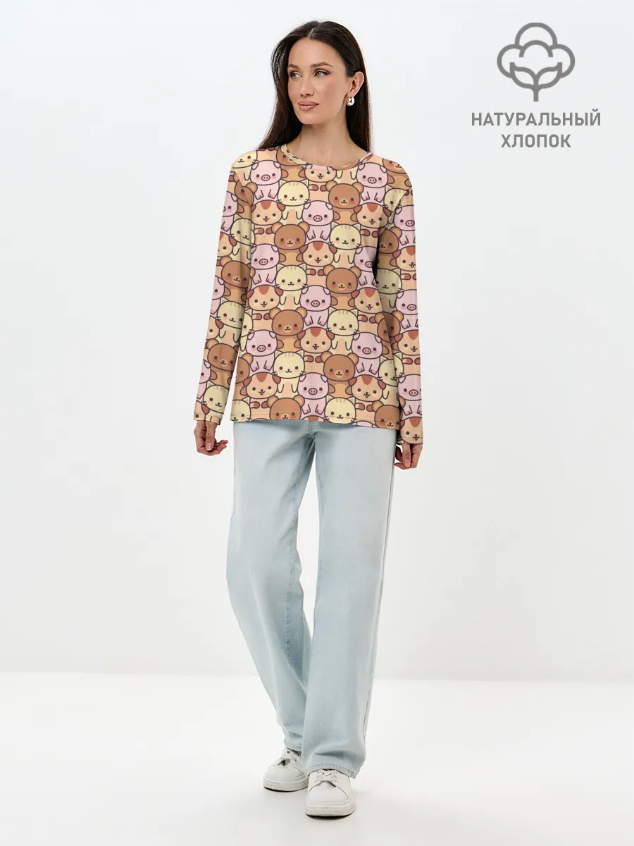 Лонгслив женский. Хлопок / Animals