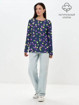 Лонгслив женский. Хлопок / Абстракция-3. Горох