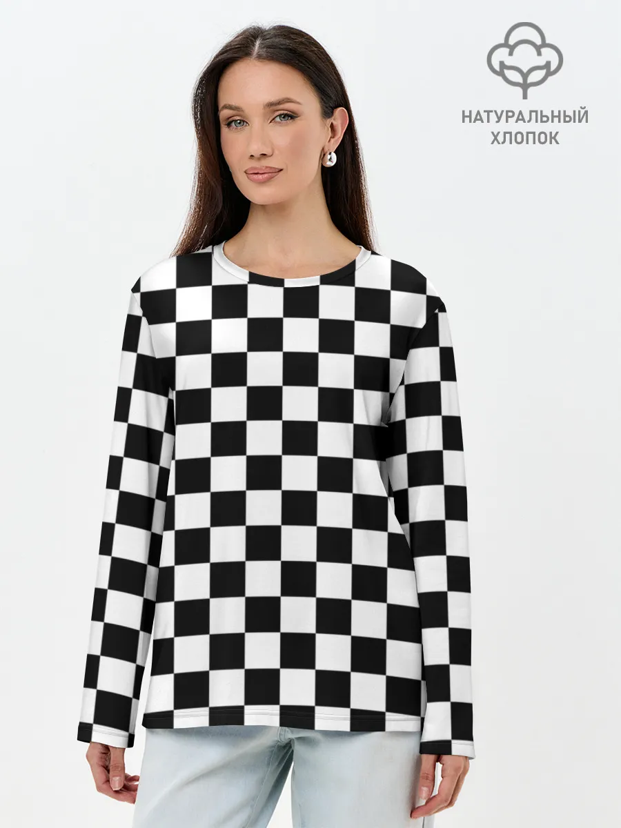 Лонгслив женский. Хлопок / Шахматист