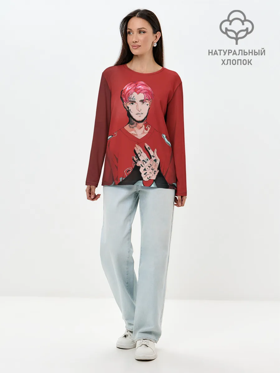 Лонгслив женский. Хлопок / Red Lil Peep