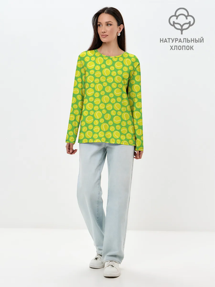 Лонгслив женский. Хлопок / Теннисные Мячики