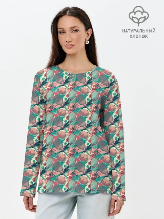 Лонгслив женский. Хлопок / Теннисные Ракетки