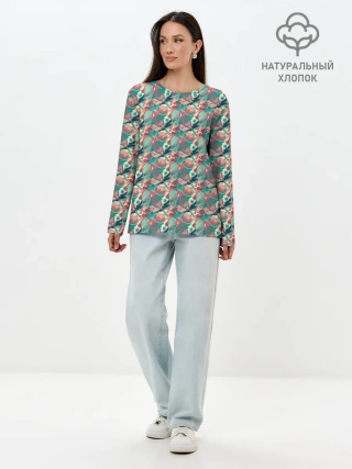 Лонгслив женский. Хлопок / Теннисные Ракетки