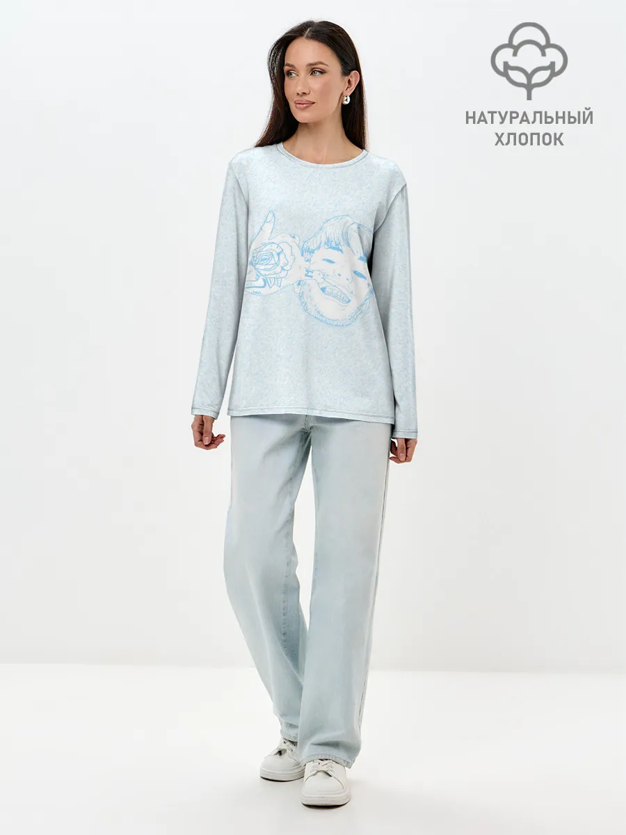 Лонгслив женский. Хлопок / Blue Lil Peep