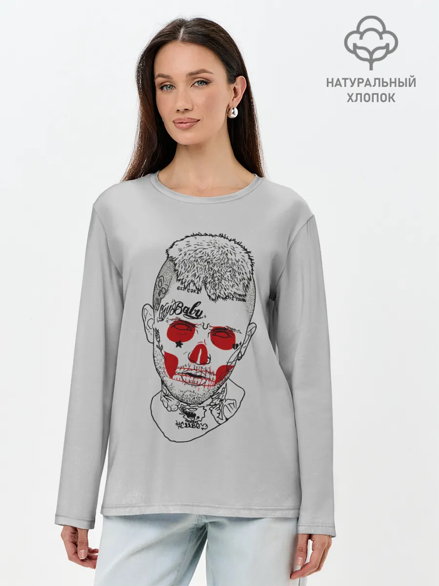 Лонгслив женский. Хлопок / Череп Лил Пипа