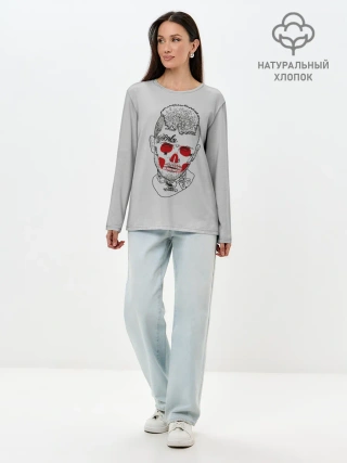 Лонгслив женский. Хлопок / Череп Лил Пипа