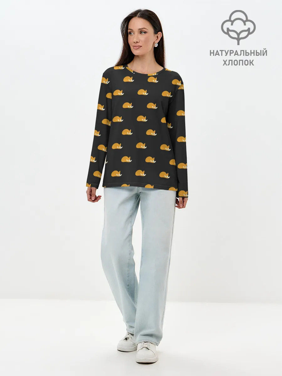 Лонгслив женский. Хлопок / Лисы