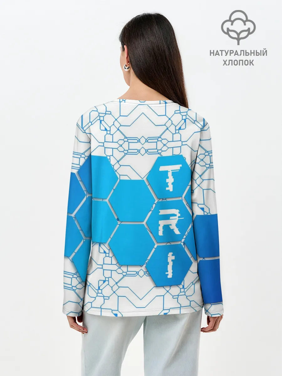 Лонгслив женский. Хлопок / Плыви, Крути, Беги