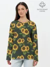 Лонгслив женский. Хлопок / Подсолнухи