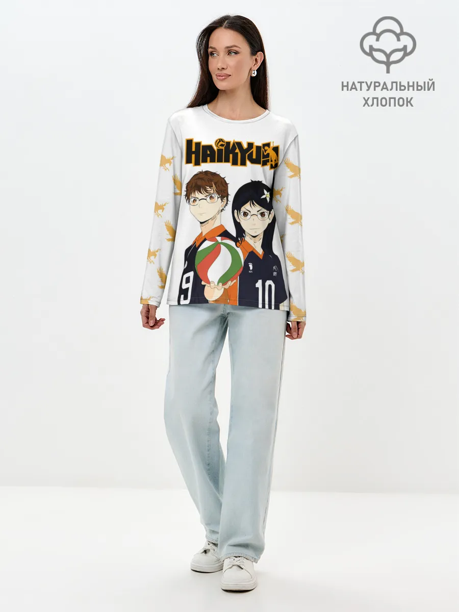 Лонгслив женский. Хлопок / Майкл и Лили в роли персонажей Haikyuu!!