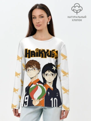Лонгслив женский. Хлопок / Майкл и Лили в роли персонажей Haikyuu!!