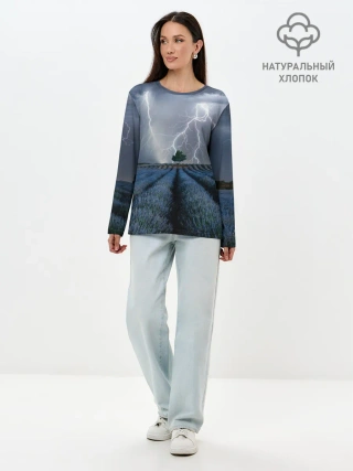 Лонгслив женский. Хлопок / Молнии