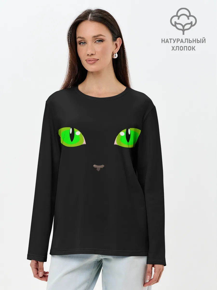 Лонгслив женский. Хлопок / КОШАЧЬИ ГЛАЗКИ