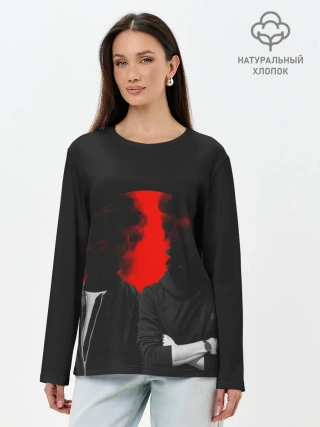 Лонгслив женский. Хлопок / Дымится голова