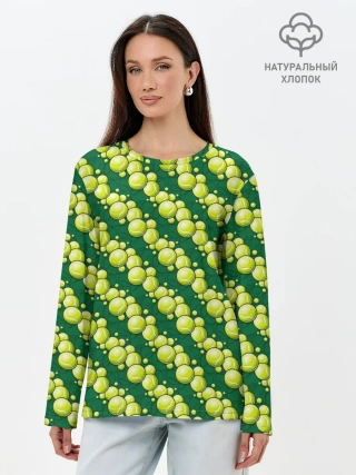 Лонгслив женский. Хлопок / Теннисные Мячики