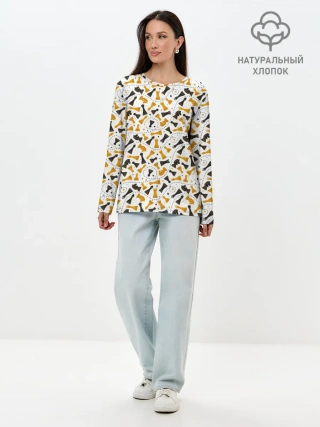 Лонгслив женский. Хлопок / Шахматные Фигуры