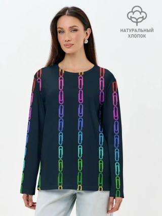 Лонгслив женский. Хлопок / скрепки