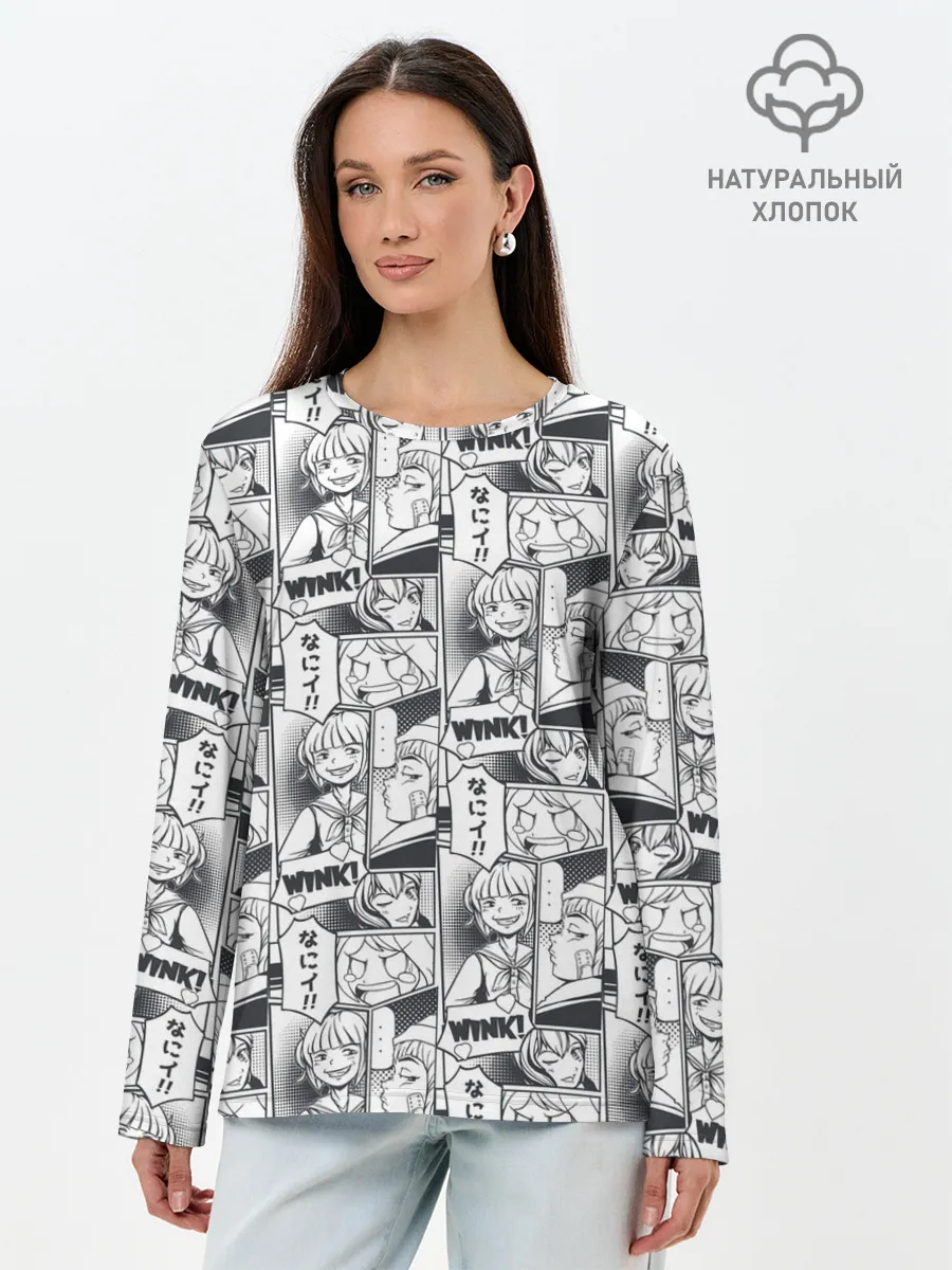 Лонгслив женский. Хлопок / Манга