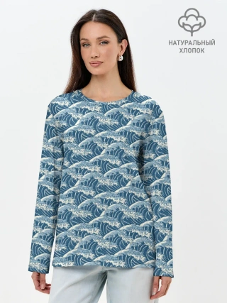 Лонгслив женский. Хлопок / Волны