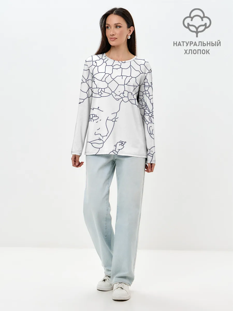 Лонгслив женский. Хлопок / Афро абстракция