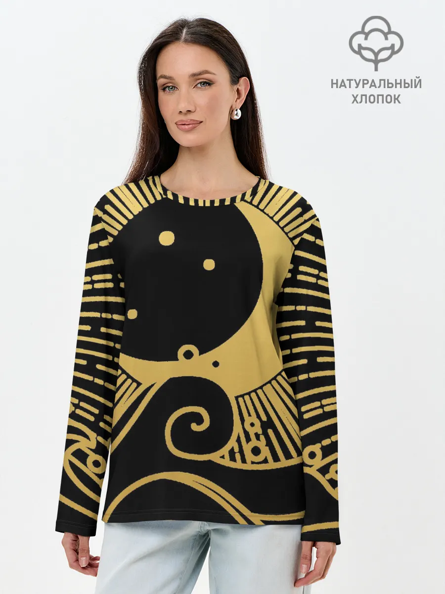 Лонгслив женский. Хлопок / Море