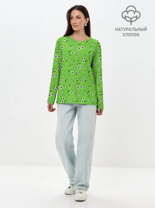 Лонгслив женский. Хлопок / Мультяшные Лица