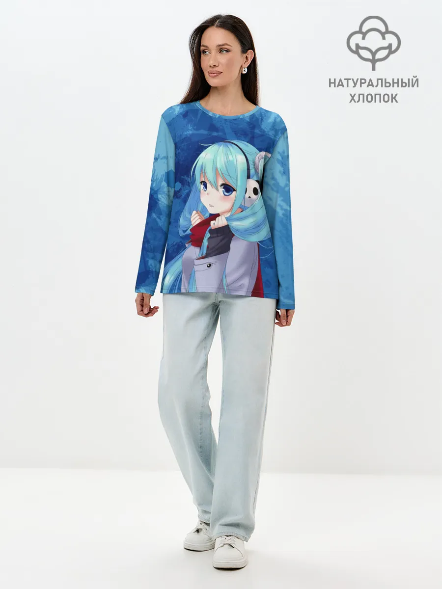 Лонгслив женский. Хлопок / Мику Хацунэ