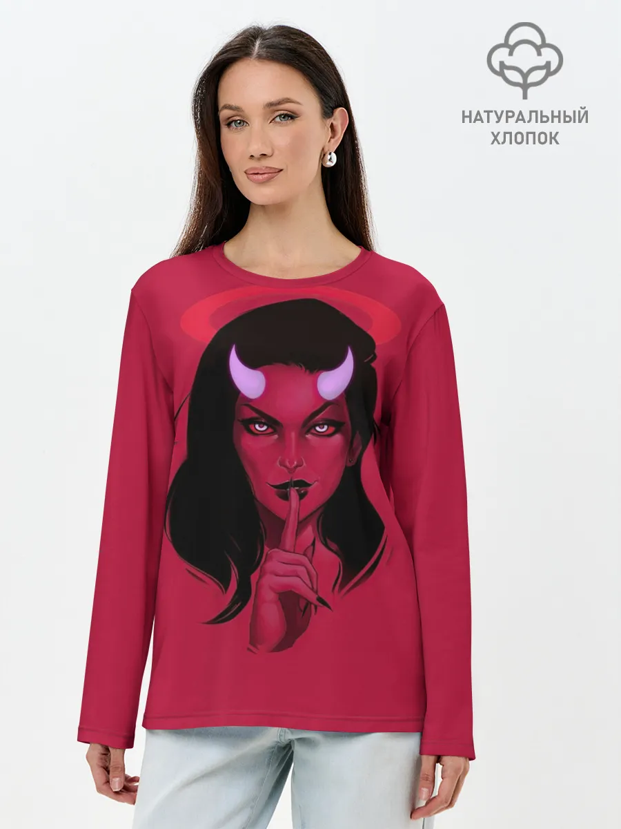 Лонгслив женский. Хлопок / Ангельский демон