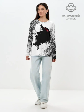 Лонгслив женский. Хлопок / БЕРСЕРК подтеки