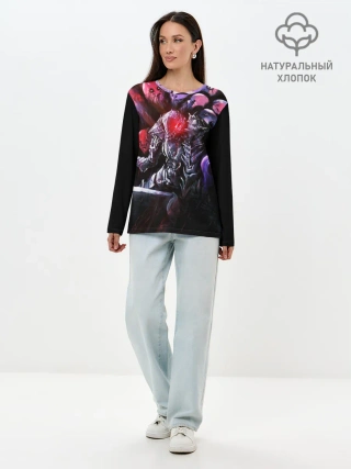 Лонгслив женский. Хлопок / БЕРСЕРК светящийся глаз