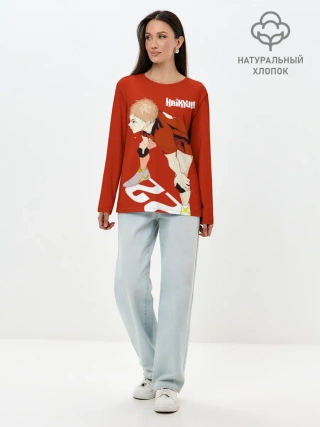 Лонгслив женский. Хлопок / Мориске Яку старшая Некома