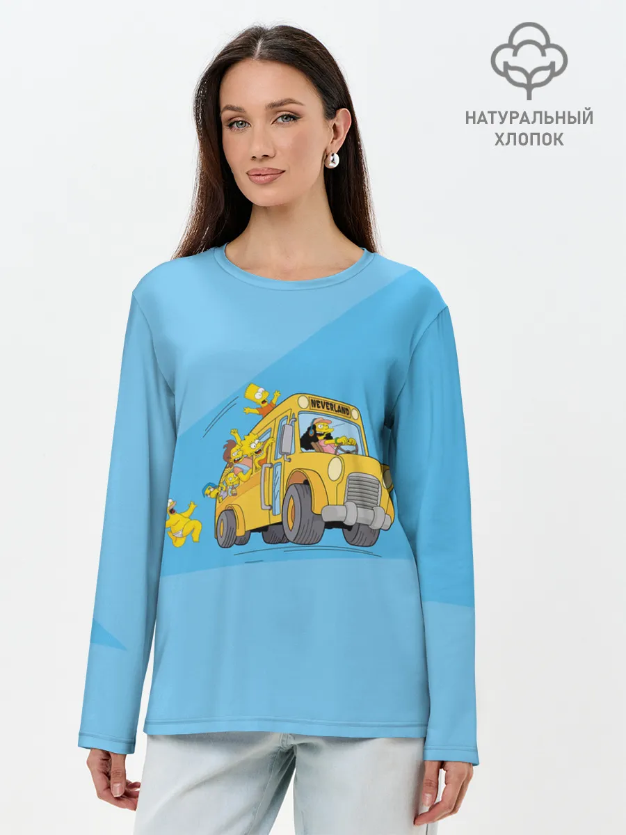 Лонгслив женский. Хлопок / Автобус в Неверленд