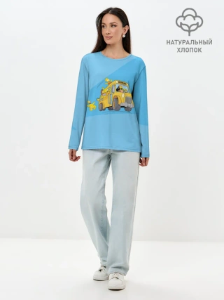 Лонгслив женский. Хлопок / Автобус в Неверленд