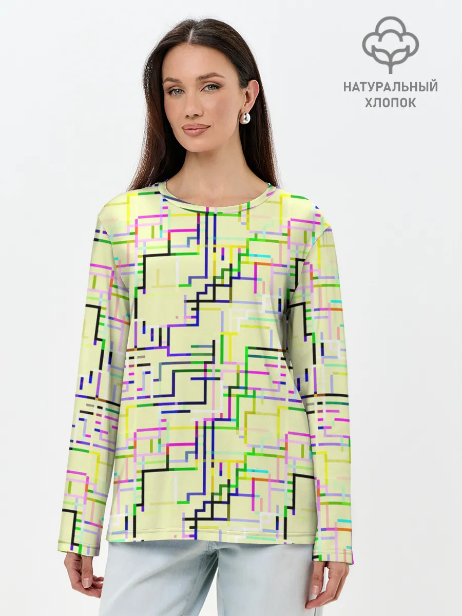 Лонгслив женский. Хлопок / Geometric Color