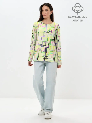 Лонгслив женский. Хлопок / Geometric Color
